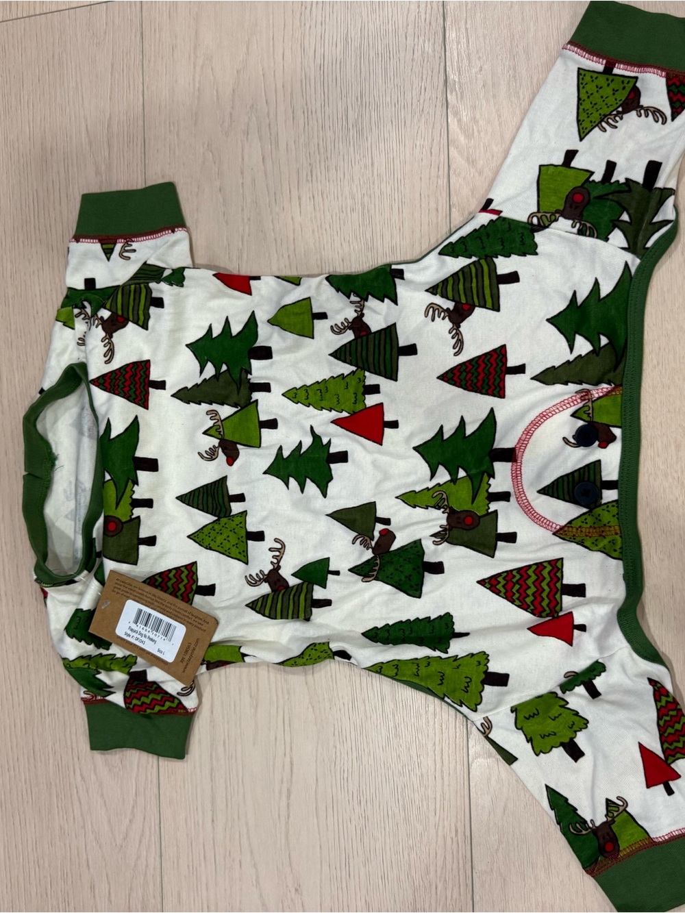 NWT Dog Lazy One Kids White and Green Christmas Tree Pajama | Large